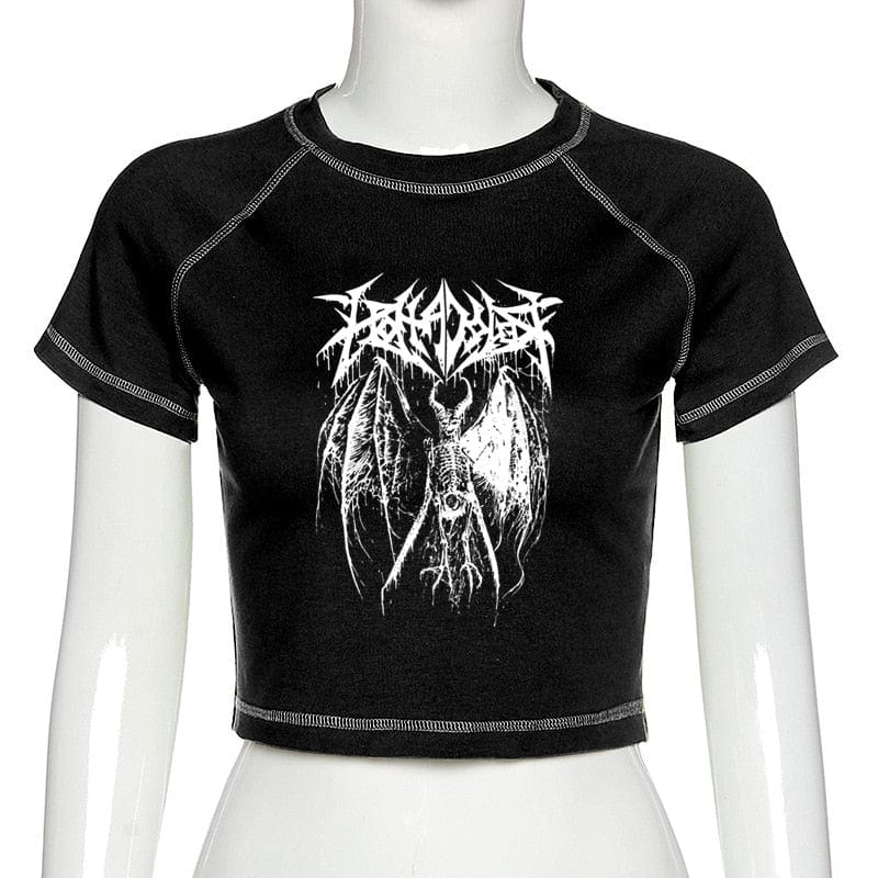 Teonclothingshop Women's T-shirt with short sleeves Punk Gothic Anime print