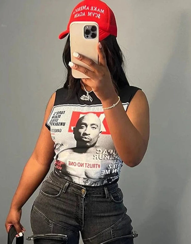 Teonclothingshop Red / S Women's tank tops with classic print, hip hop