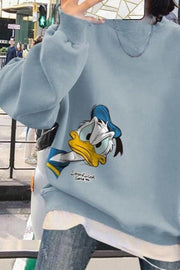 Teonclothingshop Women's thick pullover with Donald Duck fleece lining