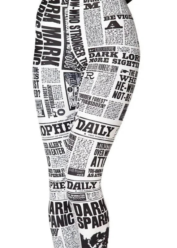 Women's tights with newspaper print