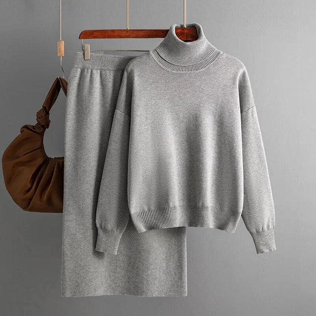Teonclothingshop Gray / One Size Women's two-piece knitted set