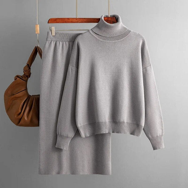 Teonclothingshop Dark Grey / One Size Women's two-piece knitted set
