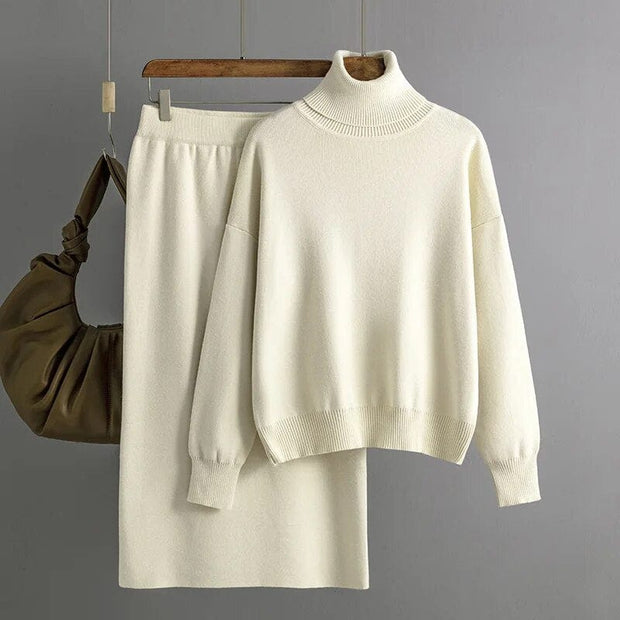 Teonclothingshop Beige / One Size Women's two-piece knitted set