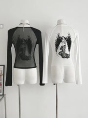 Teonclothingshop White / S Women's vintage gothic O-neck t-shirts