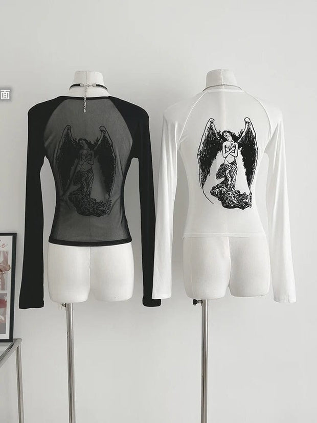 Teonclothingshop White / S Women's vintage gothic O-neck t-shirts