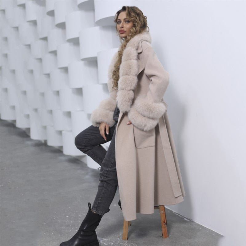 Teonclothingshop Women's winter cashmere fur coat