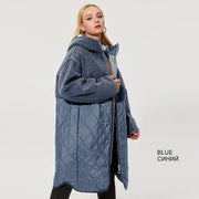 Teonclothingshop N055 blue / L / CHINA Women's winter coat made of faux fur with a hood