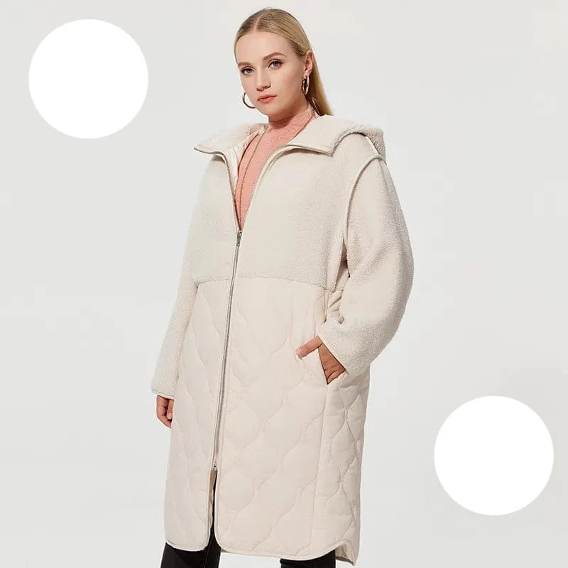 Teonclothingshop Women's winter coat made of faux fur with a hood