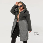 Teonclothingshop Women's winter coat made of faux fur with a hood