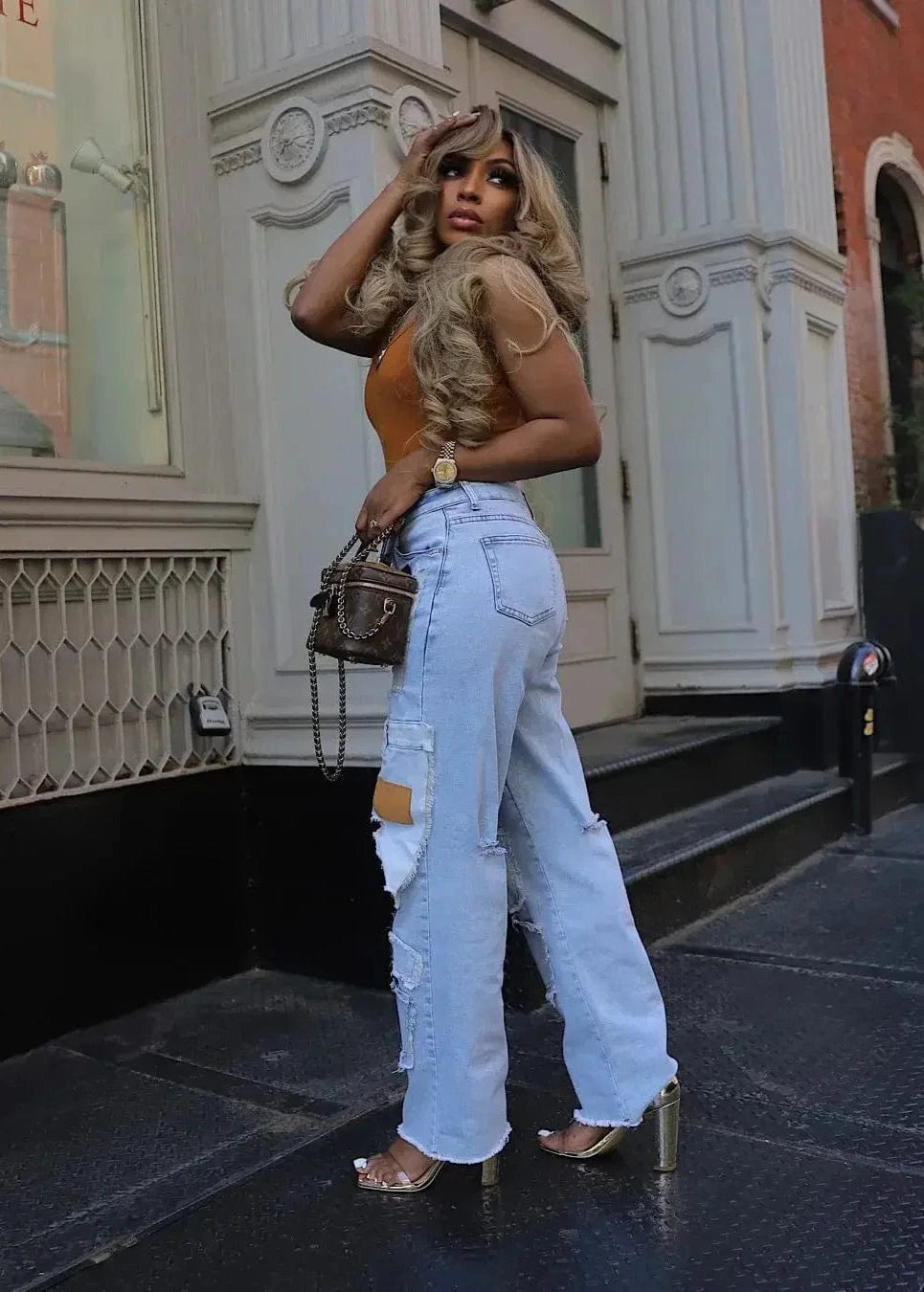Women Streetwear Cargo Straight Denim Pants