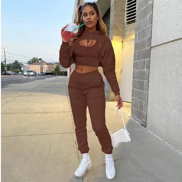 Teonclothingshop Chocolate / S Women three-piece tracksuit