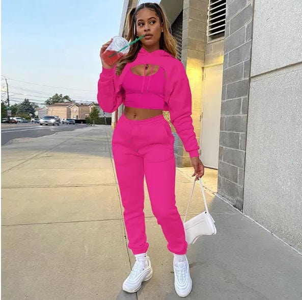 Teonclothingshop Rose Red / S Women three-piece tracksuit