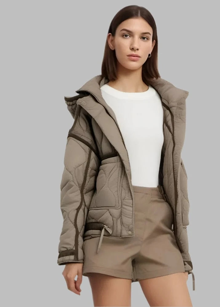 Teonclothingshop Women Vintage Solid Quilted Coat