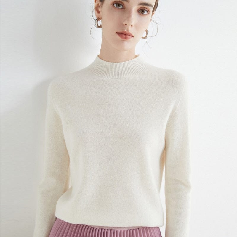 Teonclothingshop Woolen pullover, Women's loose pullover with turtleneck and collar Spring and autumn