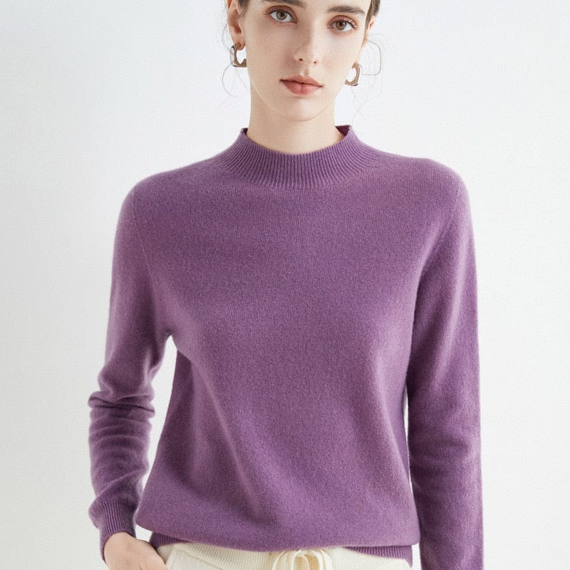 Teonclothingshop Woolen pullover, Women's loose pullover with turtleneck and collar Spring and autumn