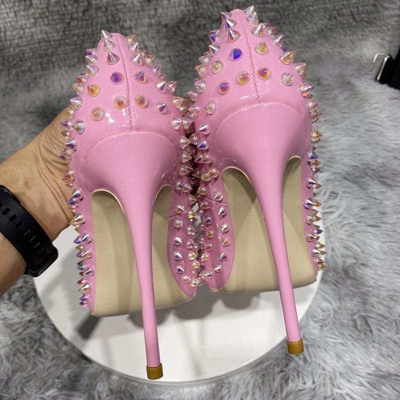 Teonclothingshop Yellow color spikes women pointed toe stiletto high heels